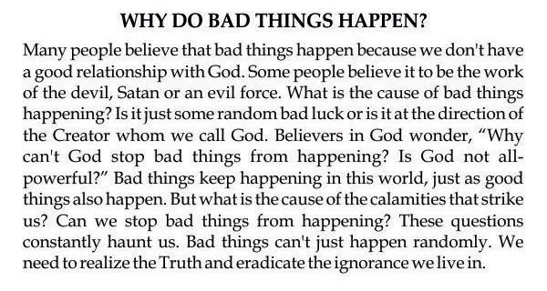 Why do bad things happen?